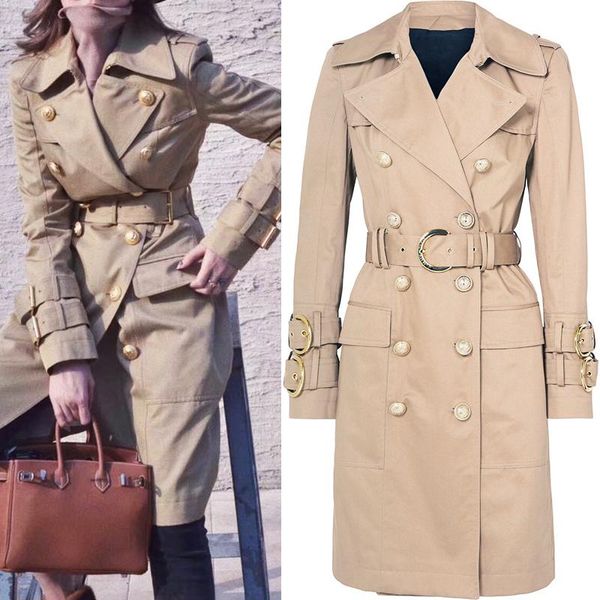 women's trench coats khaki double breasted long sleeve belt lapel fit medium length coat, Tan;black
women's trench coats khaki double breasted long sleeve belt lapel fit medium length coat, Tan;black