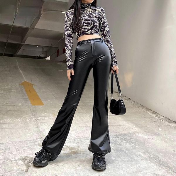 women's pants & capris sweetown black goth faux leather flare women high waisted bottoms dark academia aesthetic vintage street trouser, Black;white
women's pants & capris sweetown black goth faux leather flare women high waisted bottoms dark academia aesthetic vintage street trouser, Black;white