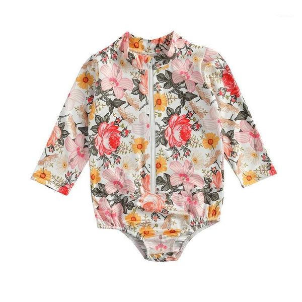 little girls jumpsuit children flower print o-neck zipper swimwear summer beachwear long sleeve swmimming suits clothing sets, White
little girls jumpsuit children flower print o-neck zipper swimwear summer beachwear long sleeve swmimming suits clothing sets, White