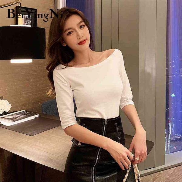 slash neck women t-shirt cotton half sleeve harajuku slim casual t shirt female elastic plain tshirts woman tee 210506, White;black
slash neck women t-shirt cotton half sleeve harajuku slim casual t shirt female elastic plain tshirts woman tee 210506, White;black