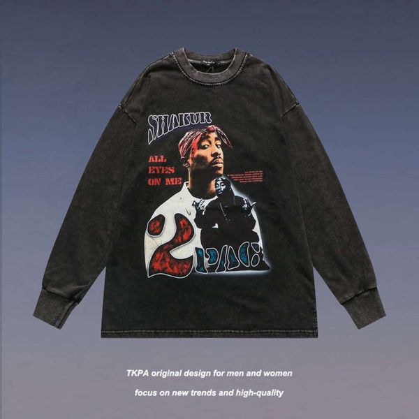tkpa hip hop old rapper long sleeve t-shirt men's and women's street fashion brand round neck sweater, Black
tkpa hip hop old rapper long sleeve t-shirt men's and women's street fashion brand round neck sweater, Black