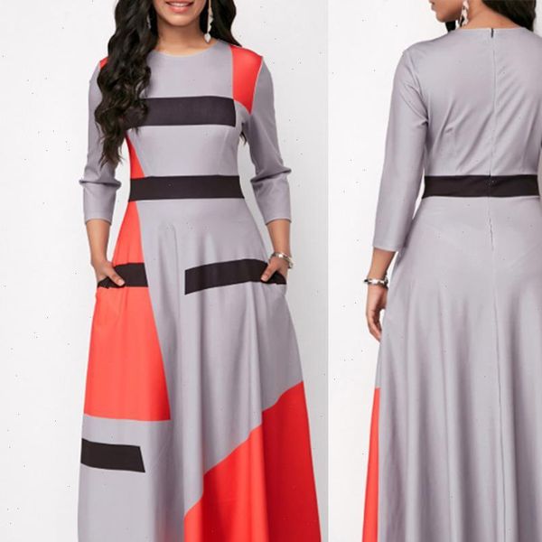 plus size womens dress fashion women color block striped 3 4 sleeve o neck slim maxi good quality woman clothes, Black;gray
plus size womens dress fashion women color block striped 3 4 sleeve o neck slim maxi good quality woman clothes, Black;gray