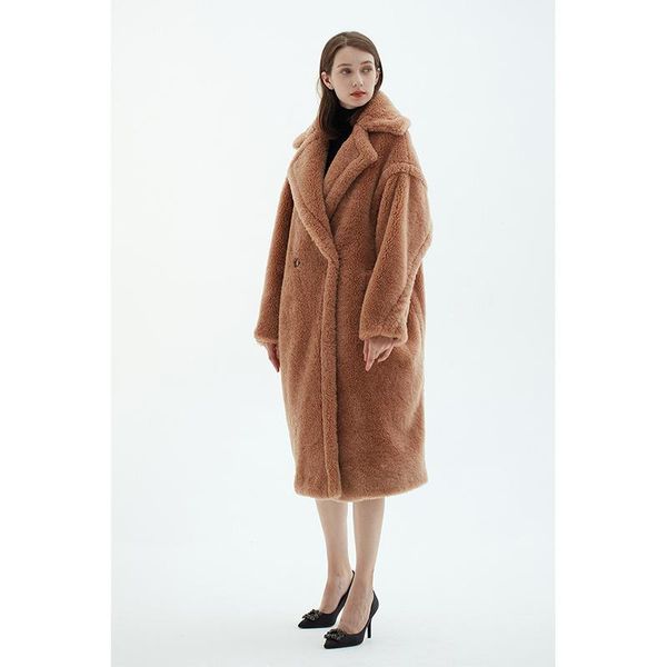 women's fur & faux winter teddy bear wool overcoat female loose thickening keep warm lamb coat plus size double breasted parka, Black
women's fur & faux winter teddy bear wool overcoat female loose thickening keep warm lamb coat plus size double breasted parka, Black