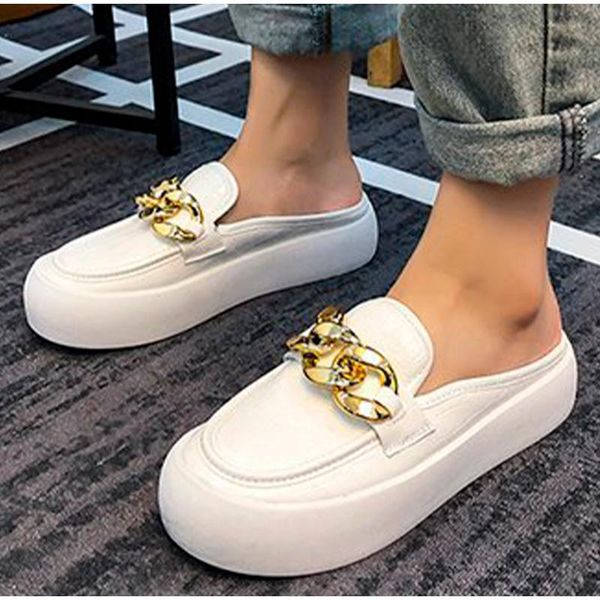 slippers cute women's mules thick bottom metal chain platform ladies flats slip on solid color shoe outdoor summer 2021, Black
slippers cute women's mules thick bottom metal chain platform ladies flats slip on solid color shoe outdoor summer 2021, Black