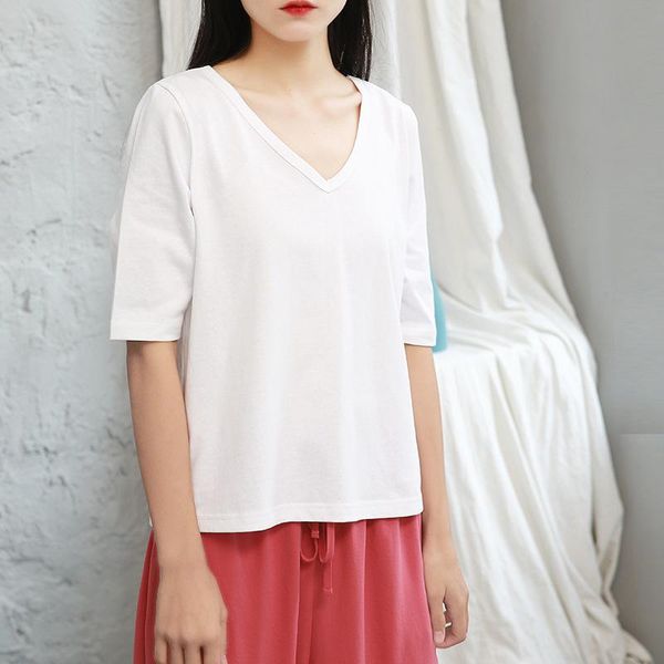women's t-shirt womens 100% cotton v-neck pure color short sleeve t shirt for female slim woman shirts clothing pullover 2021, White
women's t-shirt womens 100% cotton v-neck pure color short sleeve t shirt for female slim woman shirts clothing pullover 2021, White