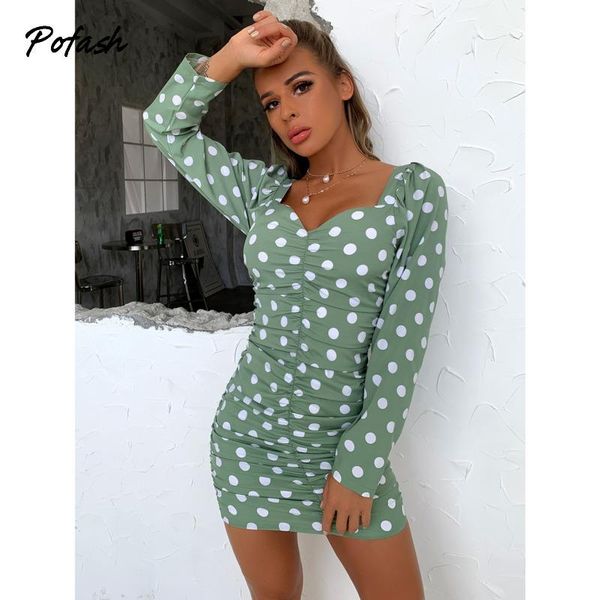 casual dresses pofash green polka dot ruched mini women long sleeves autumn drerss slim streetwear bodycon 2021 vestidos, Black;gray
casual dresses pofash green polka dot ruched mini women long sleeves autumn drerss slim streetwear bodycon 2021 vestidos, Black;gray