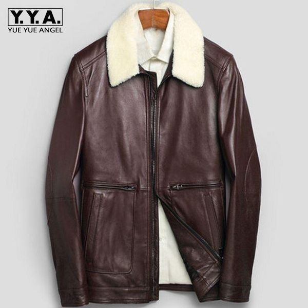 men's leather & faux fashion fur genuine men sheepskin coat winter bomber jacket male turn down collar zipper, Black
men's leather & faux fashion fur genuine men sheepskin coat winter bomber jacket male turn down collar zipper, Black