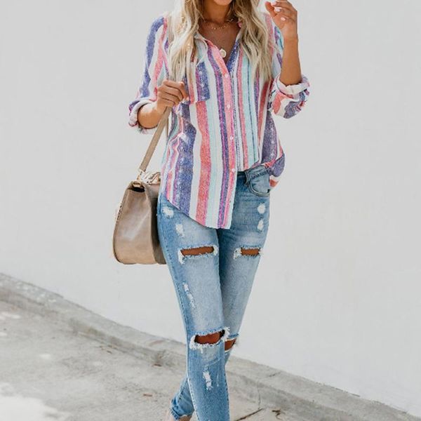 woman blouse fashion stripe shirt ladies women deep v-neck casual for elegant female autumn long sleeve women's blouses & shirts, White
woman blouse fashion stripe shirt ladies women deep v-neck casual for elegant female autumn long sleeve women's blouses & shirts, White