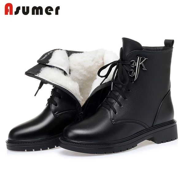 boots asumer 2022 est winter snow women wool shoes genuine leather footwear zip lace up flat ankle, Black
boots asumer 2022 est winter snow women wool shoes genuine leather footwear zip lace up flat ankle, Black