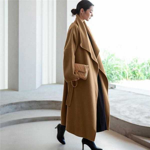women's wool & blends johnature 2021 winter woolen bandage korean women long coats big turn-down collar loose slits pockets fashion, Black
women's wool & blends johnature 2021 winter woolen bandage korean women long coats big turn-down collar loose slits pockets fashion, Black