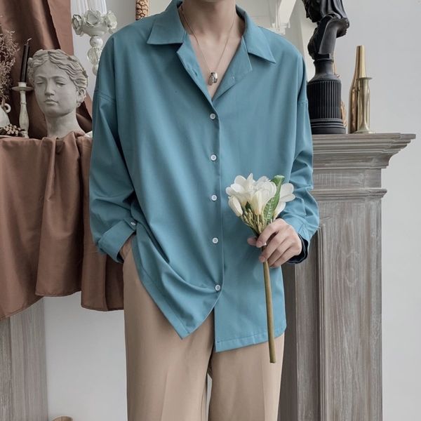 men's casual shirts spring korean dress fashion solid color business men streetwear loose long-sleeved mens social ik4c, White;black
men's casual shirts spring korean dress fashion solid color business men streetwear loose long-sleeved mens social ik4c, White;black