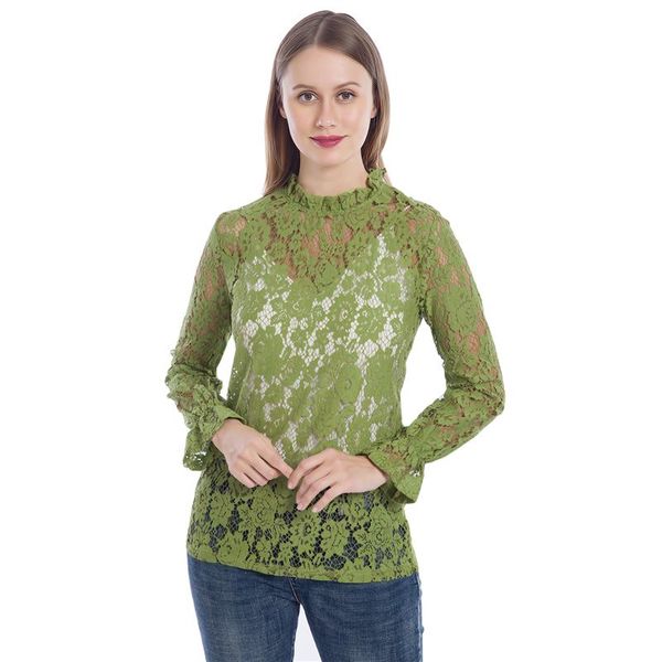 women's blouses & shirts spring autumn women fashion flare sleeve hollow ladies vintage trend print round neck blouse femme, White
women's blouses & shirts spring autumn women fashion flare sleeve hollow ladies vintage trend print round neck blouse femme, White