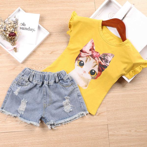 baby girl clothes set cute cat printed cotton t shirt & jeans shorts 2 pcs children summer outfits casual clothes sets for kids 210715, White
baby girl clothes set cute cat printed cotton t shirt & jeans shorts 2 pcs children summer outfits casual clothes sets for kids 210715, White