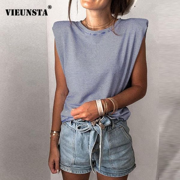 pad shoulder sleeveless tee shirt 2021 spring striped print o neck women shirts summer fashion loose harajuku pullover women's t-s, White
pad shoulder sleeveless tee shirt 2021 spring striped print o neck women shirts summer fashion loose harajuku pullover women's t-s, White