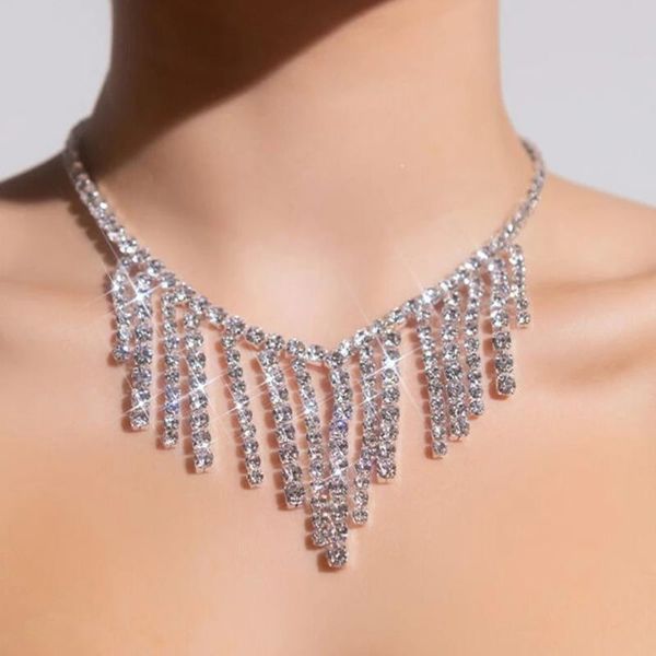chains shiny full rhinestone chain long tassel choker necklace statement jewelry for women luxury big crystal collar gi, Silver
chains shiny full rhinestone chain long tassel choker necklace statement jewelry for women luxury big crystal collar gi, Silver