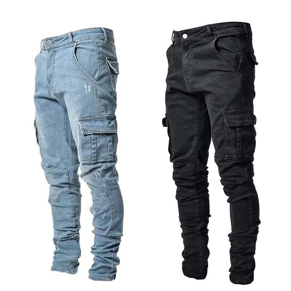 men's jeans fashion side pocket small foot skinny pants for men casual trousers, Blue
men's jeans fashion side pocket small foot skinny pants for men casual trousers, Blue