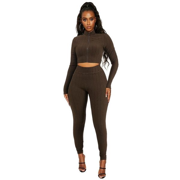women's jackets 2021 autumn and winter style clothing fashion casual solid color pineapple grid sports suit women, Black;brown
women's jackets 2021 autumn and winter style clothing fashion casual solid color pineapple grid sports suit women, Black;brown