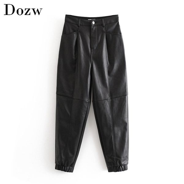 women black faux leather pants fashion streetwear loose harem pants ladies winter pu leater long trousers 210414, Black;white
women black faux leather pants fashion streetwear loose harem pants ladies winter pu leater long trousers 210414, Black;white