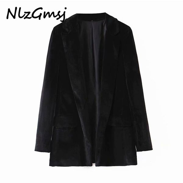 blazer women fashion casual velvet black coat spring autumn open stitch office lady outwear 210628, White;black
blazer women fashion casual velvet black coat spring autumn open stitch office lady outwear 210628, White;black