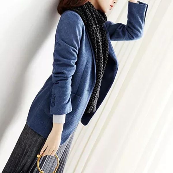 women's suits & blazers slim fit autumn woolen blazer women short 2021 blue ladies coat plus size korean hat blaser mujer office wear f, White;black
women's suits & blazers slim fit autumn woolen blazer women short 2021 blue ladies coat plus size korean hat blaser mujer office wear f, White;black