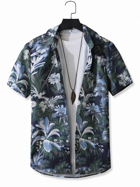 men 1pc allover tropical print shirt n0sn#, White;black
men 1pc allover tropical print shirt n0sn#, White;black