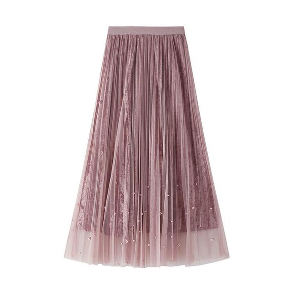 skirts pleated mid-calf solid beading velvet elegant gentle office lady sweet casual skirt, Black
skirts pleated mid-calf solid beading velvet elegant gentle office lady sweet casual skirt, Black
