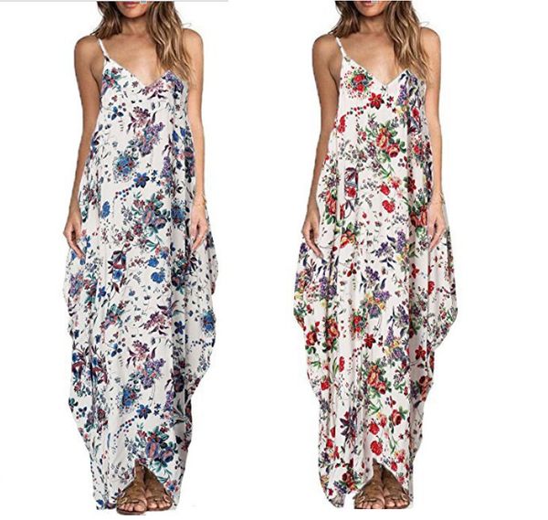floral printed sleeveless long loose pullover camisole v neck casual dress womens designer dresses, Black;gray 
floral printed sleeveless long loose pullover camisole v neck casual dress womens designer dresses, Black;gray