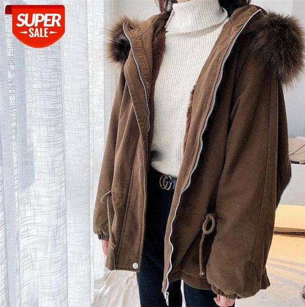 011809 women's plush cotton coat loose korean style big fur collar worker jacket casual thicker to overcome #rl3v, Black
011809 women's plush cotton coat loose korean style big fur collar worker jacket casual thicker to overcome #rl3v, Black