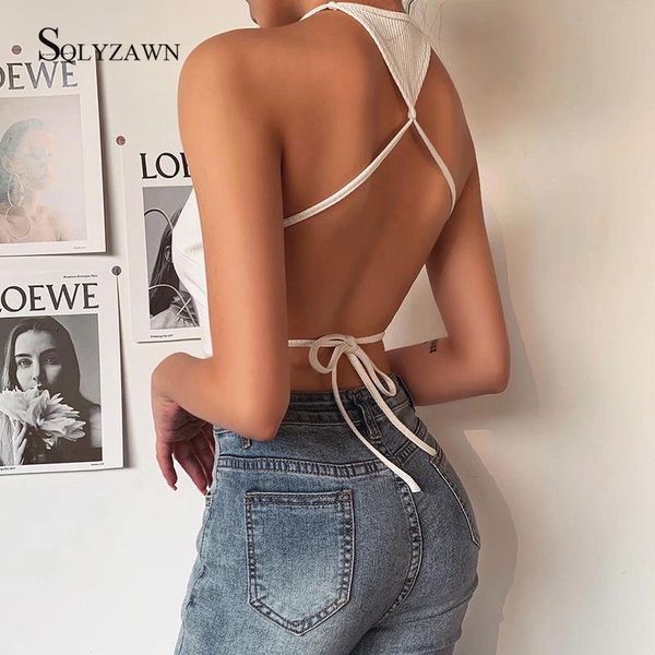 women's tanks & camis rib knitted solid crop women halter summer off shoulder backless lace up slim black white tank party nig
women's tanks & camis rib knitted solid crop women halter summer off shoulder backless lace up slim black white tank party nig