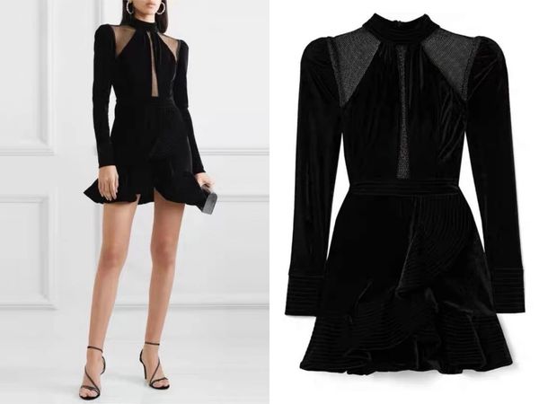 runway dresses the latest australian autumn velvet stitching mesh hollow slim fishtail dress 4p02, Black
runway dresses the latest australian autumn velvet stitching mesh hollow slim fishtail dress 4p02, Black