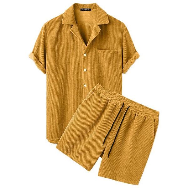 men's tracksuits men corduroy sets solid color short sleeve lapel button shirts & shorts chic 2021 streetwear mens casual suits s-5xl, Gray
men's tracksuits men corduroy sets solid color short sleeve lapel button shirts & shorts chic 2021 streetwear mens casual suits s-5xl, Gray