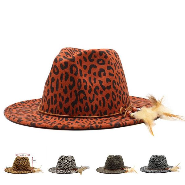wide brim hats leopard grain fedoras hat for women man feather belt fedora jazz caps fashion luxury autumn panama, Blue;gray
wide brim hats leopard grain fedoras hat for women man feather belt fedora jazz caps fashion luxury autumn panama, Blue;gray