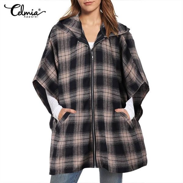 women's jackets celmia women's coats 2021 winter autumn bat sleeve vintage plaid hoodes sweatshirts casual loose zipper pockets kaf, Black;brown
women's jackets celmia women's coats 2021 winter autumn bat sleeve vintage plaid hoodes sweatshirts casual loose zipper pockets kaf, Black;brown