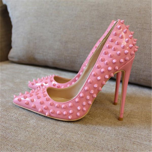 fashion women pink patent leather studded poined toe stiletto high heel pump high-heeled shoes wedding dress, Black
fashion women pink patent leather studded poined toe stiletto high heel pump high-heeled shoes wedding dress, Black