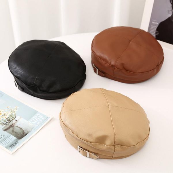 berets korean women hat pu leather beret fashion retro iron buckle painter cap wild octagonal women's kepi female autumn, Blue;gray
berets korean women hat pu leather beret fashion retro iron buckle painter cap wild octagonal women's kepi female autumn, Blue;gray
