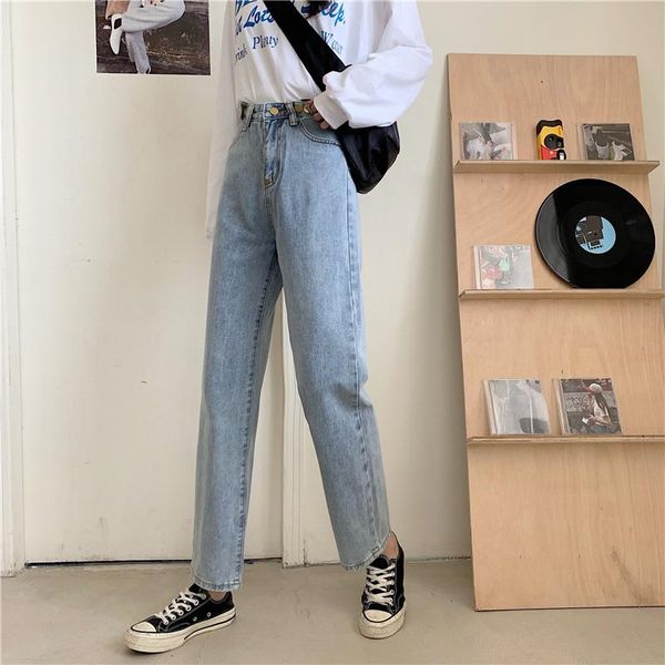women's jeans women high waist straight streetwear ulzzang vintage students chic all-match denim trousers leisure autumn korean style, Blue
women's jeans women high waist straight streetwear ulzzang vintage students chic all-match denim trousers leisure autumn korean style, Blue