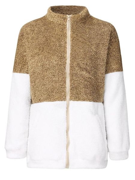 women's jackets fashion jacket 2021 women autumn winter casual stitching contrast zipper pocket plush chaqueta de mujeres, Black;brown
women's jackets fashion jacket 2021 women autumn winter casual stitching contrast zipper pocket plush chaqueta de mujeres, Black;brown