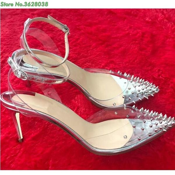 sandals star catwalk shoes gold sliver women wedding bride tansparent pumps pvc rivet high heels ankle strap, Black
sandals star catwalk shoes gold sliver women wedding bride tansparent pumps pvc rivet high heels ankle strap, Black