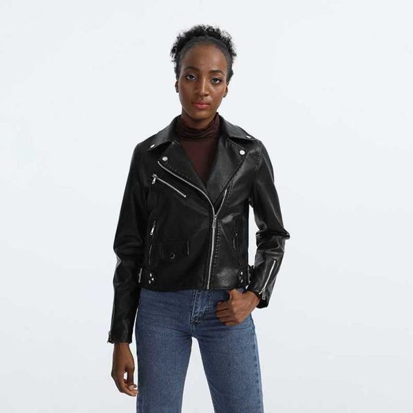 2021 autumn winter new style et leather temperament women's coat lapel zipper slim straight, Black;brown
2021 autumn winter new style et leather temperament women's coat lapel zipper slim straight, Black;brown