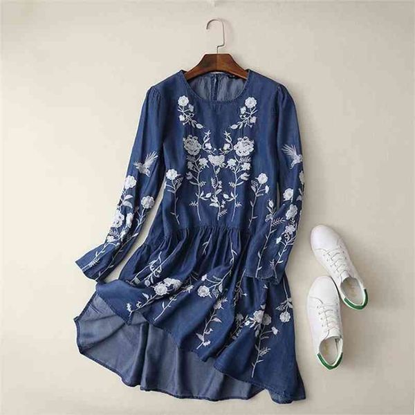 women floral embroidered denim dress o neck long sleeve casual summer brand vestido bordado plus size apwm113 210514, Black;gray
women floral embroidered denim dress o neck long sleeve casual summer brand vestido bordado plus size apwm113 210514, Black;gray