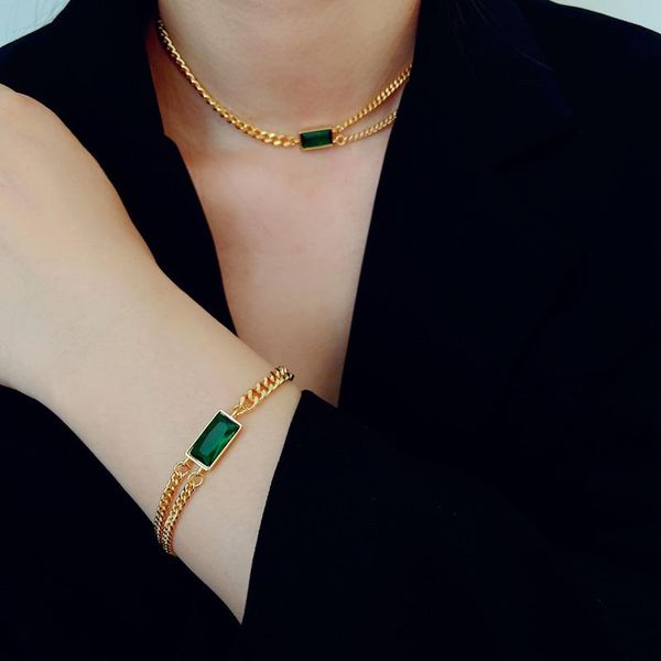 earrings & necklace rkr stainless steel fashion jewelry set for women delicate geometric green glass gold color pendant necklaces bracelets, Silver
earrings & necklace rkr stainless steel fashion jewelry set for women delicate geometric green glass gold color pendant necklaces bracelets, Silver