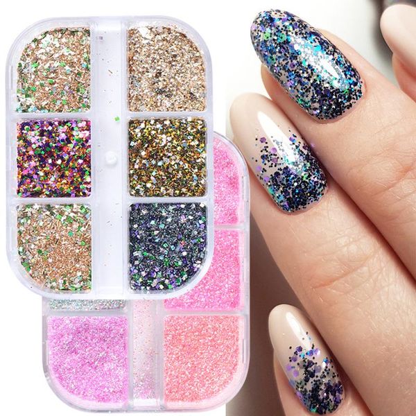 nail glitter 6 grids mixed color granulated sugar irregular grain coarse powder flash sequin chrome-plated polish, Silver;gold
nail glitter 6 grids mixed color granulated sugar irregular grain coarse powder flash sequin chrome-plated polish, Silver;gold