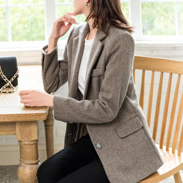 brown blazer female 2021 spring and autumn korean casual fashion temperament suit jacket single breasted woolen coat k1304 women's suit, White;black
brown blazer female 2021 spring and autumn korean casual fashion temperament suit jacket single breasted woolen coat k1304 women's suit, White;black