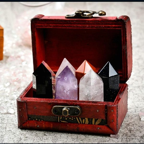 decorative objects & figurines natural crystal stone hexagonal prism creative table decoration five-color ore obsidian amyst pink gift box
decorative objects & figurines natural crystal stone hexagonal prism creative table decoration five-color ore obsidian amyst pink gift box