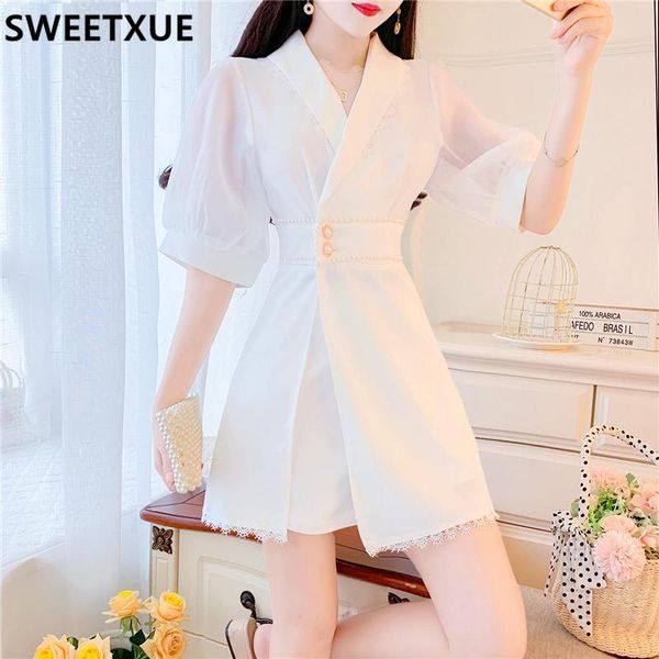 women's tracksuits sweetxue 2021 summer temperament suit female v-neck beaded lace patchwork dress + shorts two-piece sets ol ladies, Gray
women's tracksuits sweetxue 2021 summer temperament suit female v-neck beaded lace patchwork dress + shorts two-piece sets ol ladies, Gray