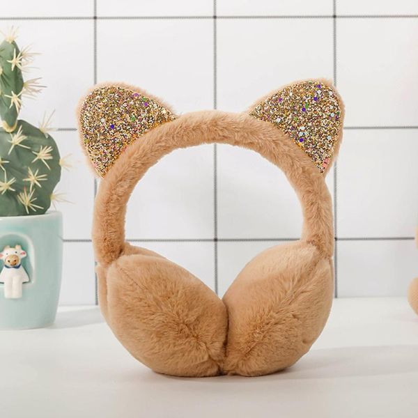berets 5 color child cute cat ears winter outdoor warm earmuffs ear plush shiny sequin soft earflaps headband for kid, Blue;gray
berets 5 color child cute cat ears winter outdoor warm earmuffs ear plush shiny sequin soft earflaps headband for kid, Blue;gray