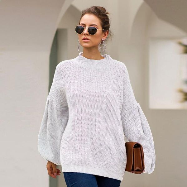 women's sweaters woman sweater european and american long-sleeved lantern sleeves loose pullover, White;black
women's sweaters woman sweater european and american long-sleeved lantern sleeves loose pullover, White;black