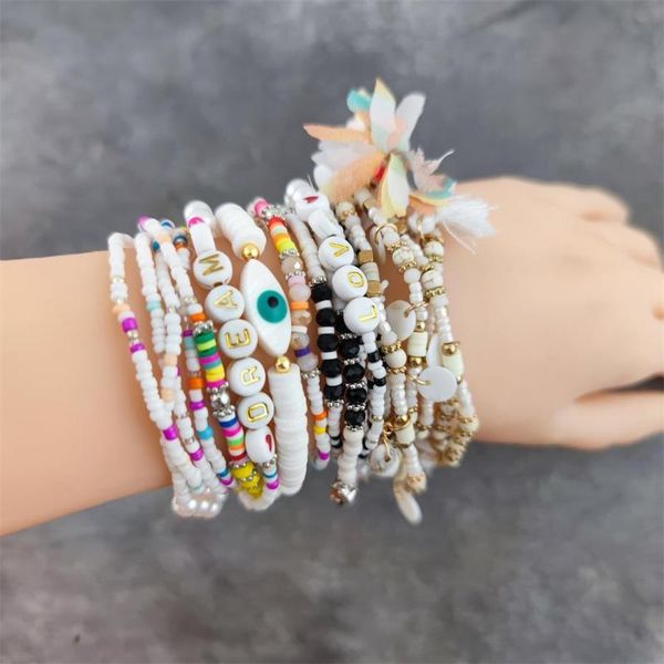 bangle boho digital letter bracelets name women number handmade child bracelet eye flower disc beads pulseras, Black
bangle boho digital letter bracelets name women number handmade child bracelet eye flower disc beads pulseras, Black