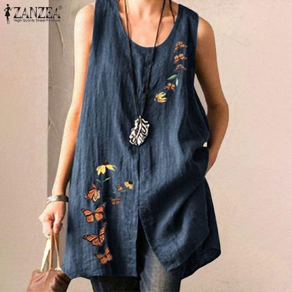 women's blouses & shirts 2021 zanzea blouse vintage summer tank casual printed split female o neck blusas asymmetrical tunic oversized, White
women's blouses & shirts 2021 zanzea blouse vintage summer tank casual printed split female o neck blusas asymmetrical tunic oversized, White