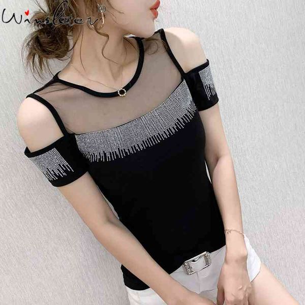 women's t-shirt summer european clothes fashion off shoulder patchwork shiny diamonds women short sleeve back tees t1350, White
women's t-shirt summer european clothes fashion off shoulder patchwork shiny diamonds women short sleeve back tees t1350, White